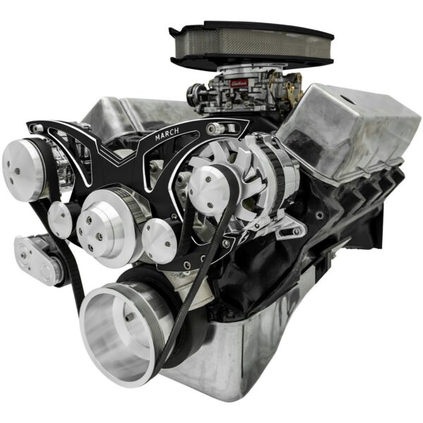 Big Block Ford Style Track Serpentine System - AC & ALT - Black Onyx