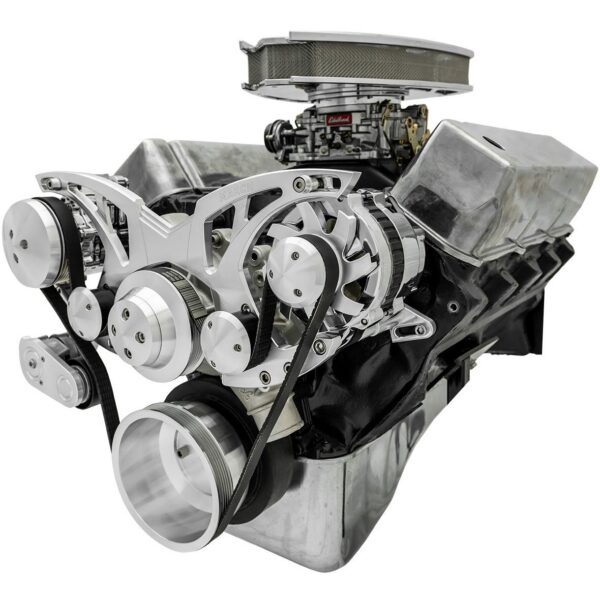 Big Block Ford Style Track Serpentine System - AC & ALT - Chrome
