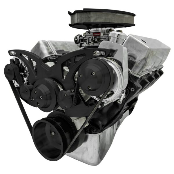 Big Block Ford Style Track Serpentine System - PS & ALT - Black