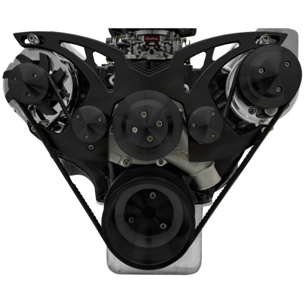 Big Block Ford Style Track Serpentine System - PS & ALT - Black