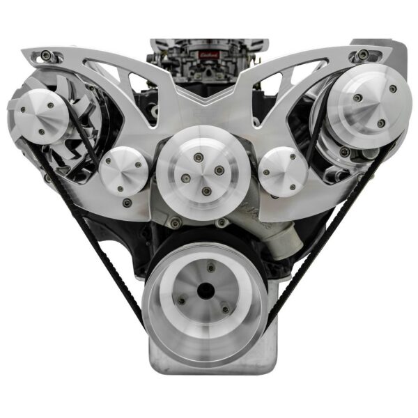 Big Block Ford Style Track Serpentine System - PS & ALT - Chrome
