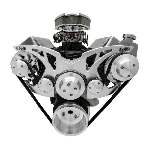 Big Block Ford Style Track Serpentine System - PS & ALT - Chrome