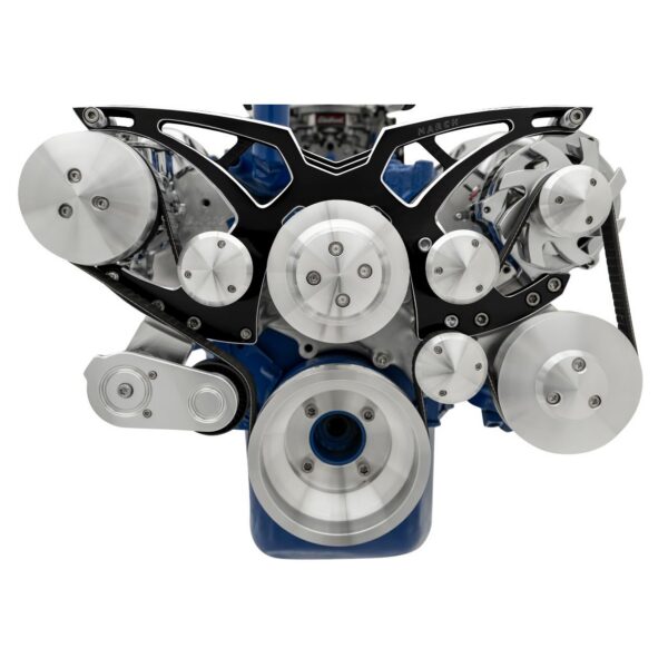 Ford 351 Cleveland Serpentine System - AC & PS - Black Onyx