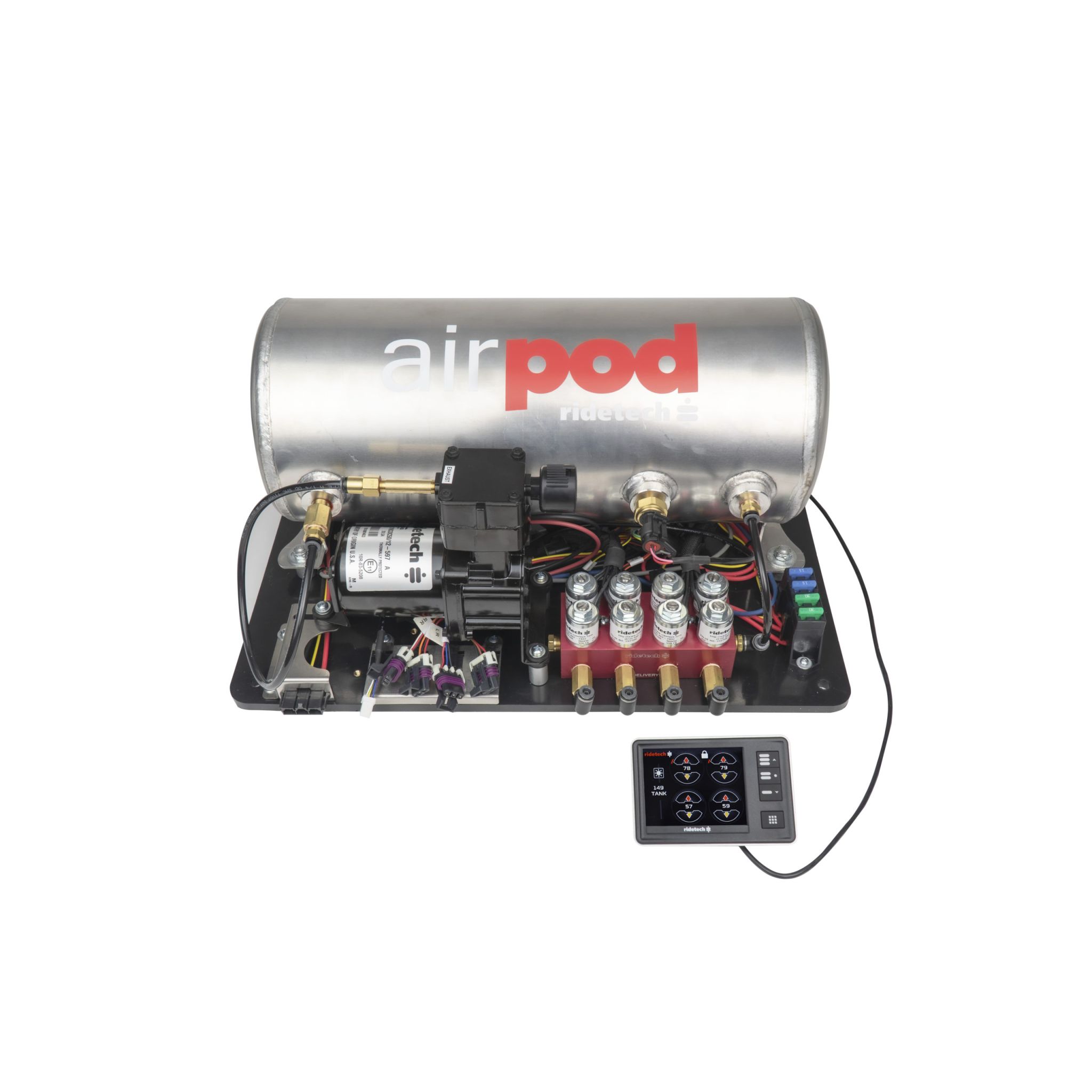 3 Gallon AirPod with RidePro E5 air suspension controller.
