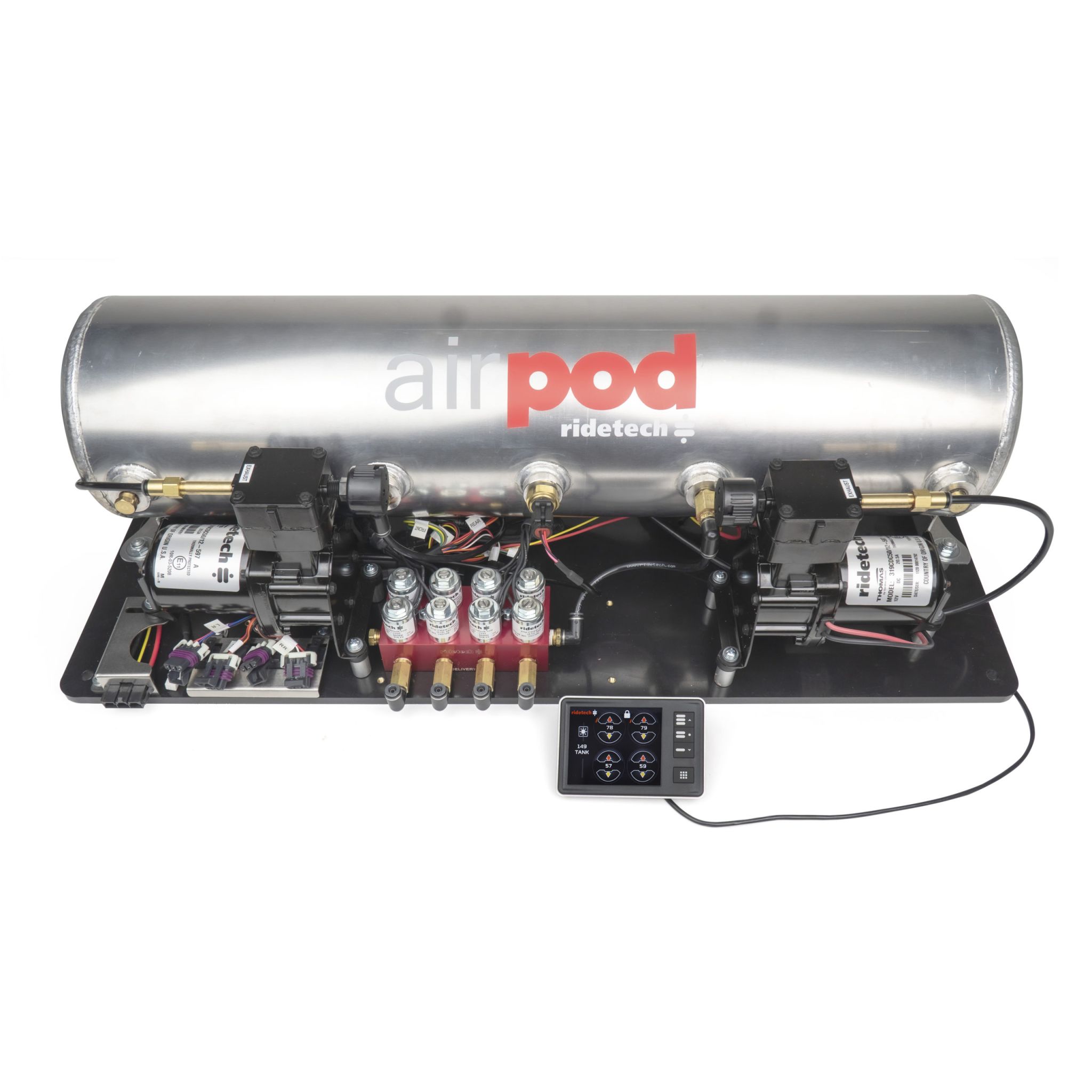 5 Gallon AirPod with RidePro E5 air suspension controller.