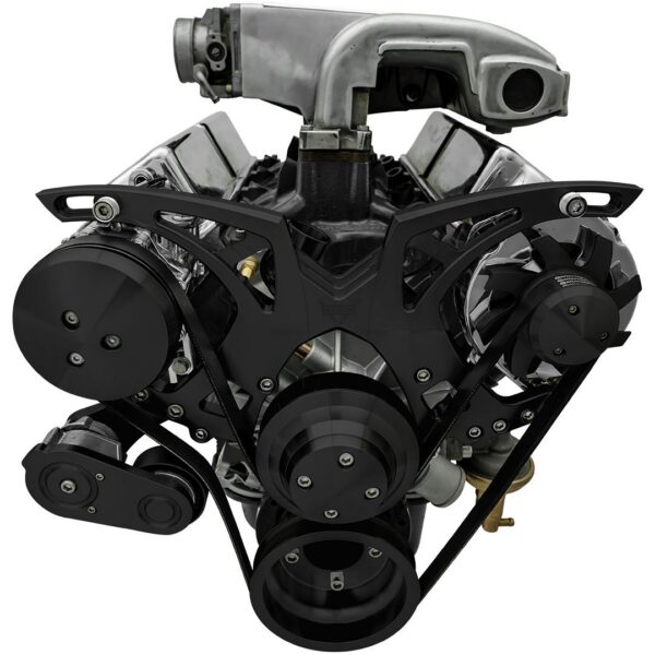 Small Block Ford Style Track Serpentine System - 5.0L - AC & ALT - Black