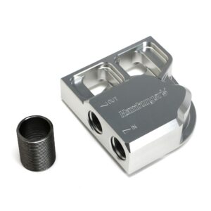 HAMBURGER'S PERFORMANCE PRODUCTS SINGLE REMOTE OIL FILTER RELOCATION BASE; HP6 (OR EQUIVALENT); -12AN PORTS- BILLET ALUMINUM