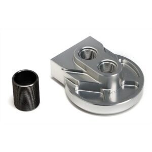 HAMBURGER'S PERFORMANCE PRODUCTS LOW-PROFILE SINGLE REMOTE OIL FILTER RELOCATION BASE; HP6 (OR EQUIV); -12AN PORTS- BILLET ALUMINUM