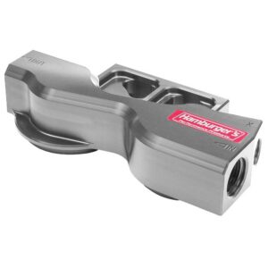 HAMBURGER'S PERFORMANCE PRODUCTS DOUBLE REMOTE OIL FILTER RELOCATION BASE; PH8A (OR EQUIVALENT); -12AN PORTS- BILLET ALUMINUM