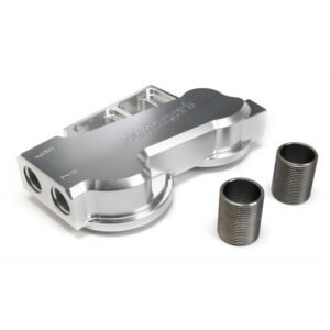 HAMBURGER'S PERFORMANCE PRODUCTS DOUBLE REMOTE OIL FILTER RELOCATION BASE; HP6 (OR EQUIVALENT); -12AN PORTS- BILLET ALUMINUM