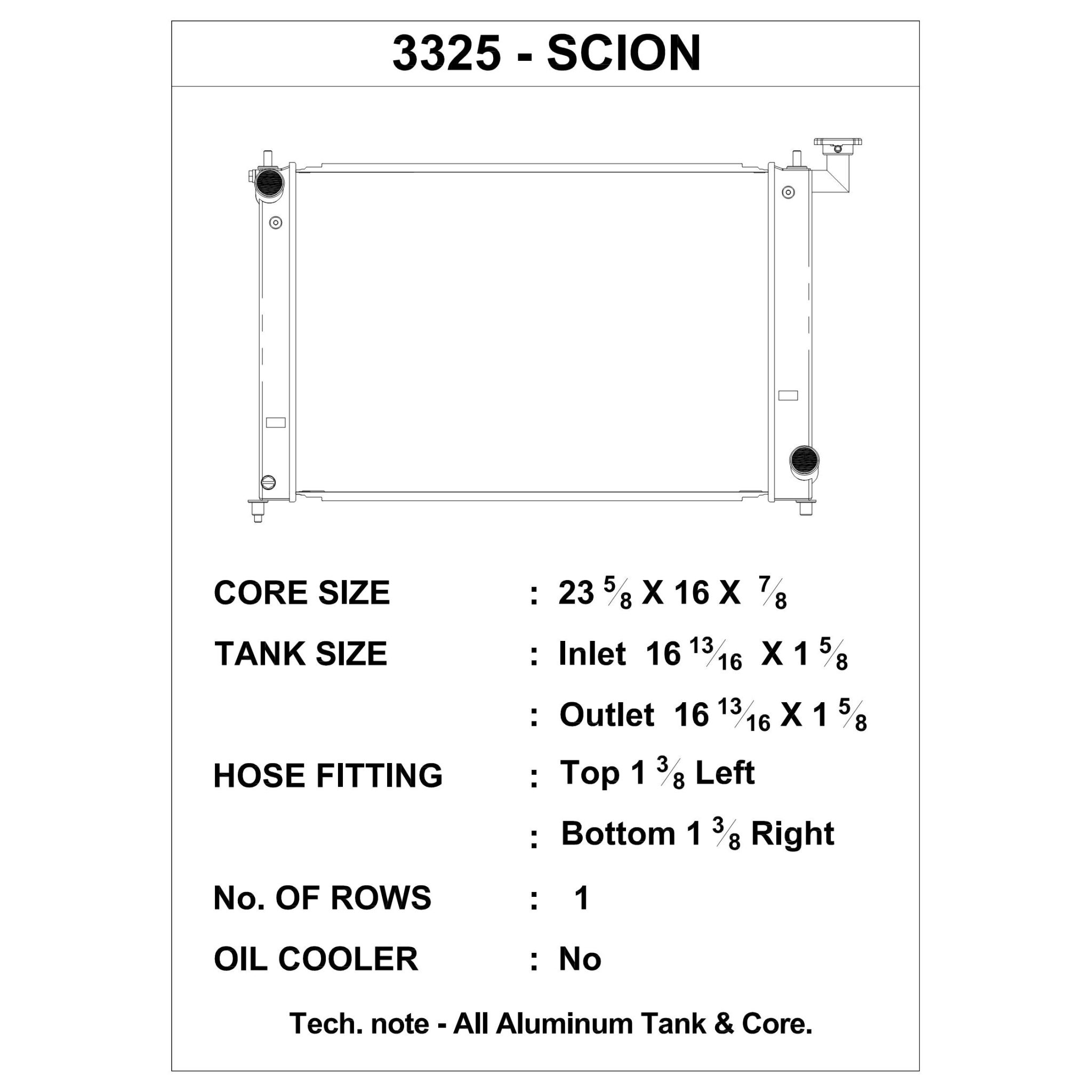 CSF 3325 - 05-10 Scion tC Radiator (Discontinued)