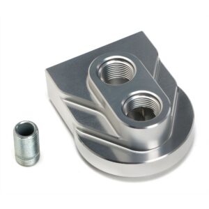 HAMBURGER'S PERFORMANCE PRODUCTS LOW-PROFILE SINGLE REMOTE OIL FILTER RELOCATION BASE; PH8A (OR EQUIV); -12AN PORTS- BILLET ALUMINUM