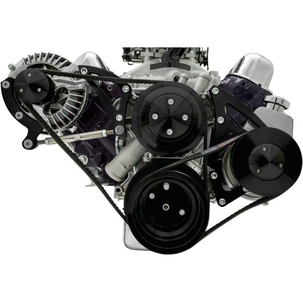 Small Block Chrysler Serpentine Conversion - PS - Saginaw-Press; Black