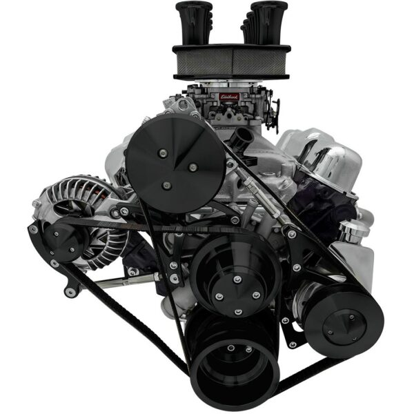 Small Block Chrysler Serpentine Conversion - AC & PS - Saginaw-Key - Black