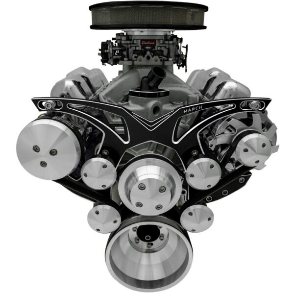Small Block Chevy Style Track Serpentine System - AC & ALT - Black Onyx