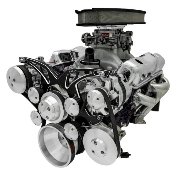 Small Block Chevy Style Track Serpentine System - AC & PS - Black Onyx