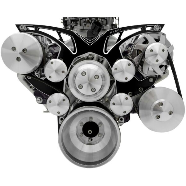 Small Block Chevy Style Track Serpentine System - AC & PS - Black Onyx