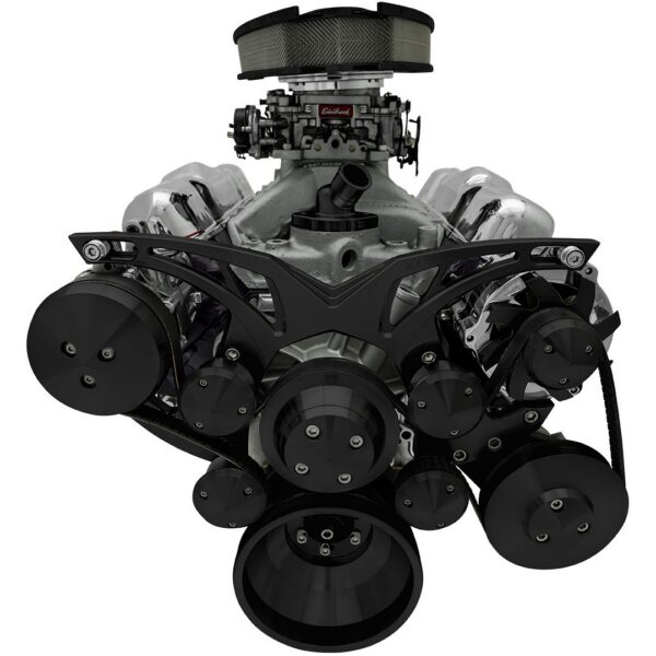 Small Block Chevy Style Track Serpentine System - AC & PS - Black