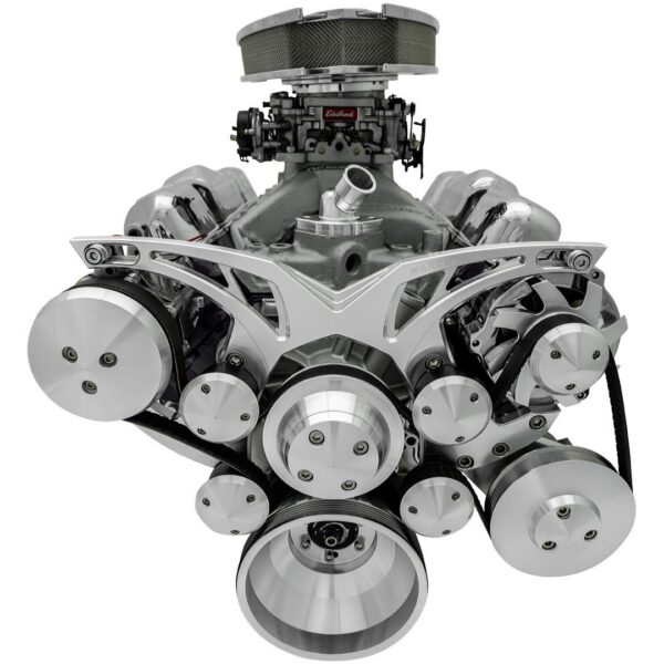 Small Block Chevy Style Track Serpentine System - AC & PS - Chrome