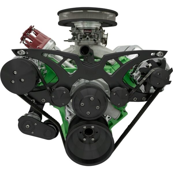 Big Block Chrysler Style Track Serpentine System - AC & ALT - Black