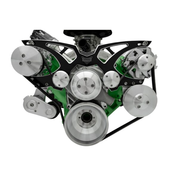 Big Block Chrysler Style Track Serpentine System - AC & PS - Black Onyx