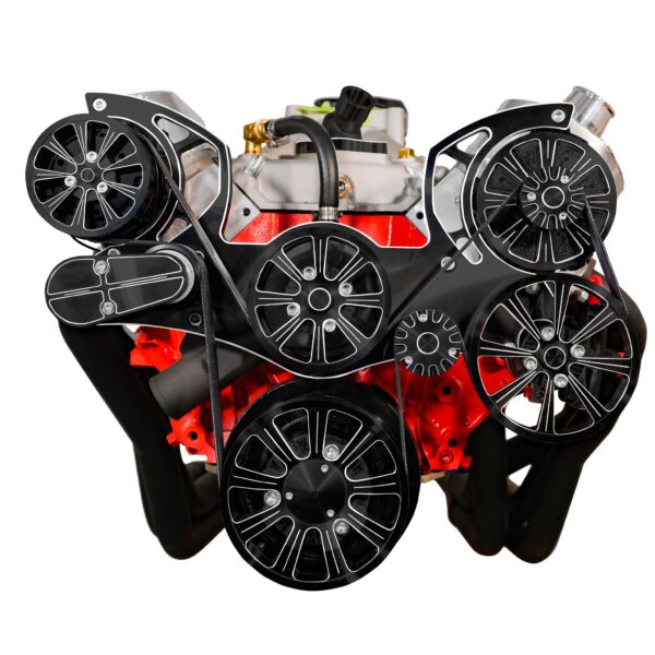 Big Block Chevy Evolution Serpentine System w/ AC, PS and ALT. Black Onyx.