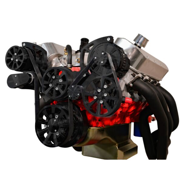 Big Block Chevy Evolution Serpentine System w/ AC, PS and ALT. Black Powder.