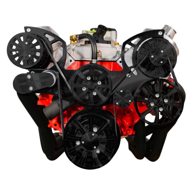 Small Block Chevy Evolution Serpentine System w/ PS and ALT. Black Powder.