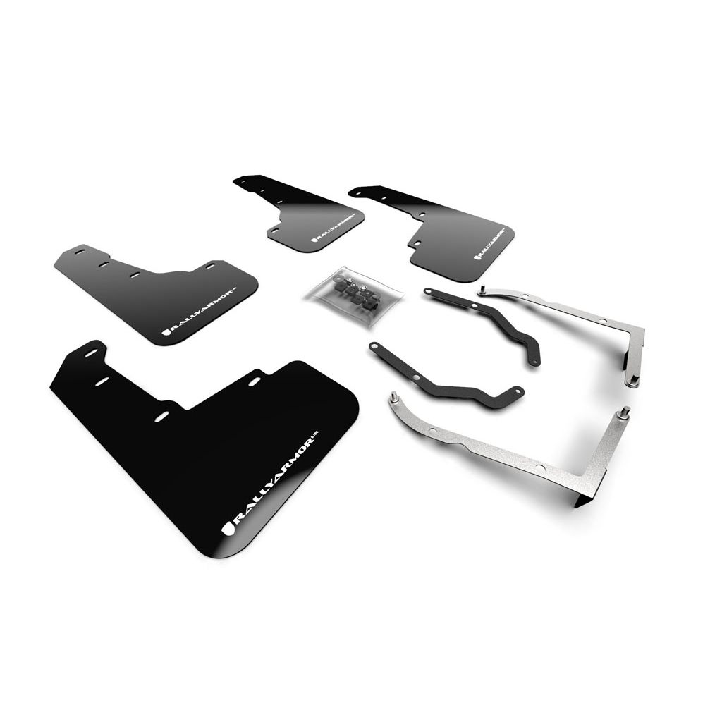 Rally Armor MF46-LTUR-BLK/WH - 2018-2023 Subaru Crosstrek Limited, Premium, Sport - Black Mud Flap/White Logo