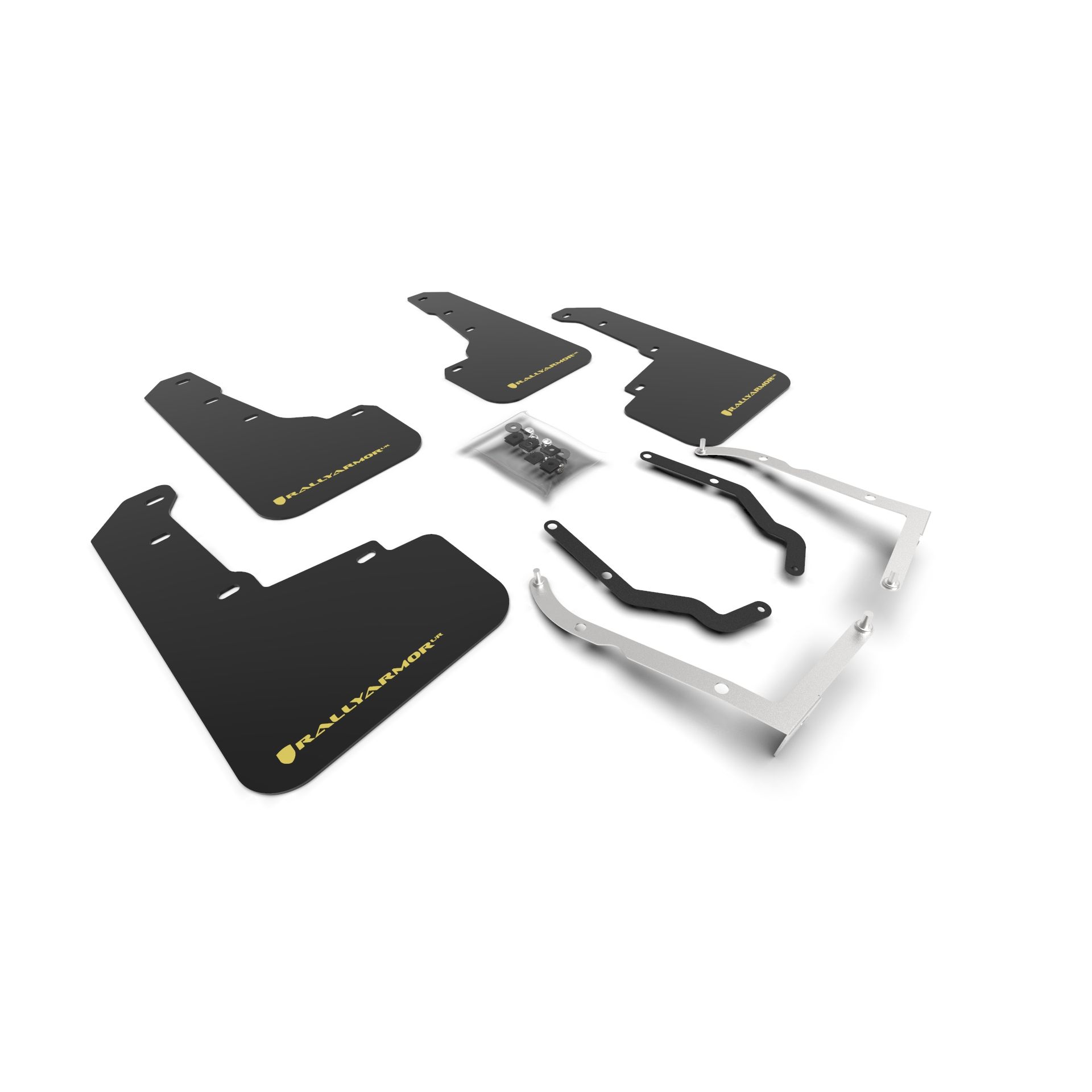 Rally Armor MF46-LTUR-BLK/PYP - 2018-2023 Subaru Crosstrek Limited, Premium, Sport - Black Mud Flap/Yellow Pearl Logo