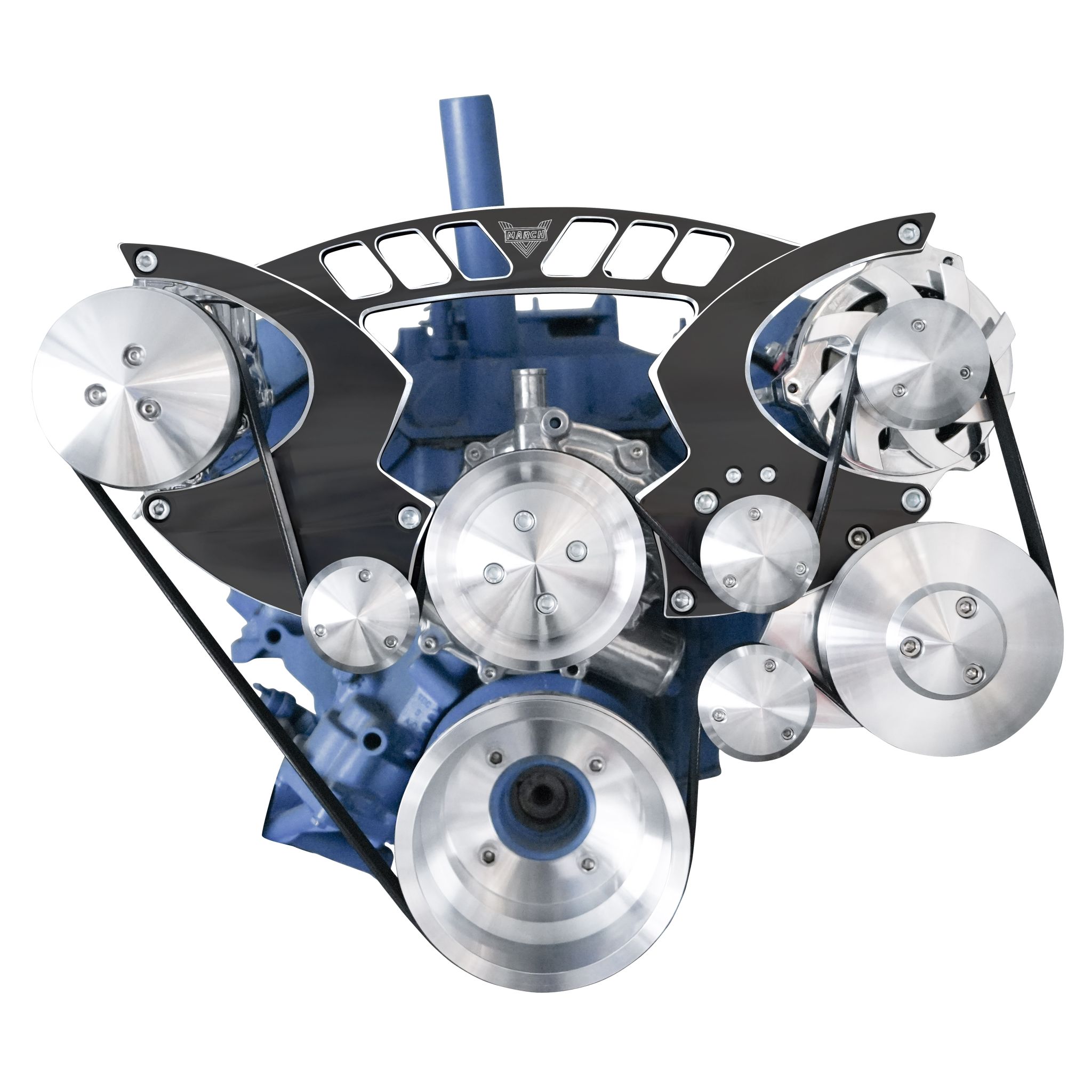 AMC Serppentine System Pro Track - 4 Bolt - AC & PS - Black Onyx