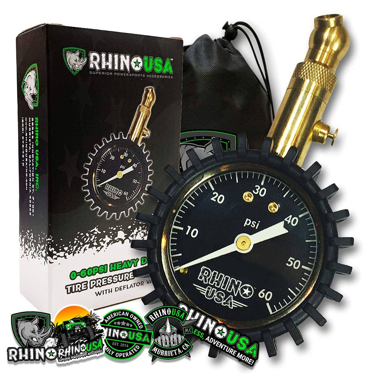 RHINO USA HEAVY DUTY 60 PSI TIRE PRESSURE GAUGE
