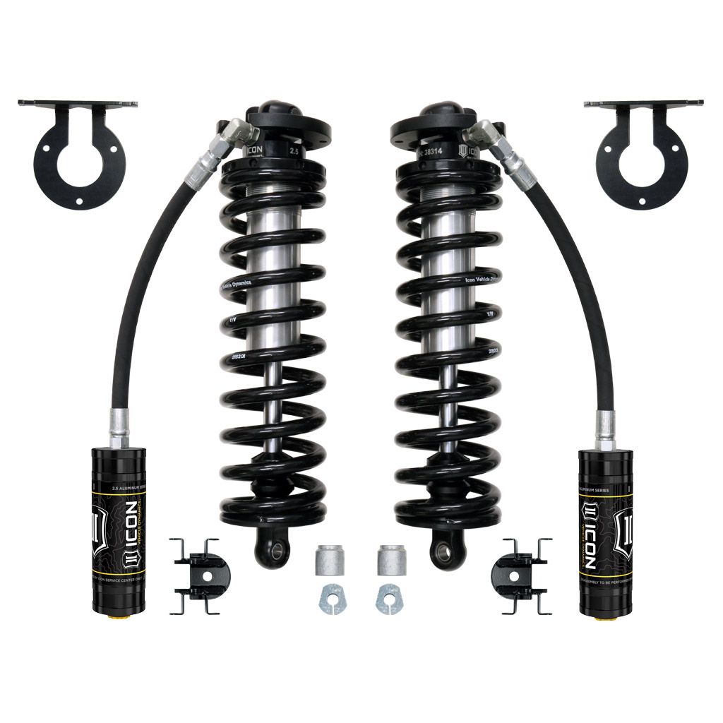 ICON 2005-2023 Ford F-250/F-350 Super Duty 4WD, 2.5-3” Lift, V.S. 2.5 Series Coilover Conversion Kit, Remote Reservoir, w/ Caster Cams