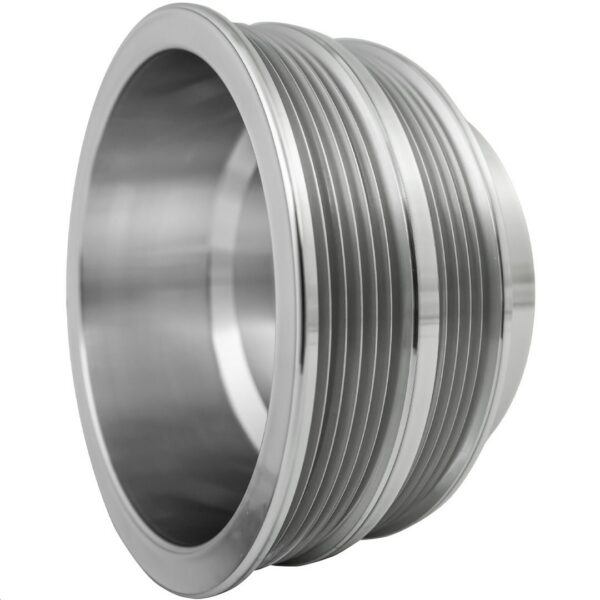Small Block Chevy Serpentine Crankshaft Pulley - 2V - 5 & 6 Rib - Silver