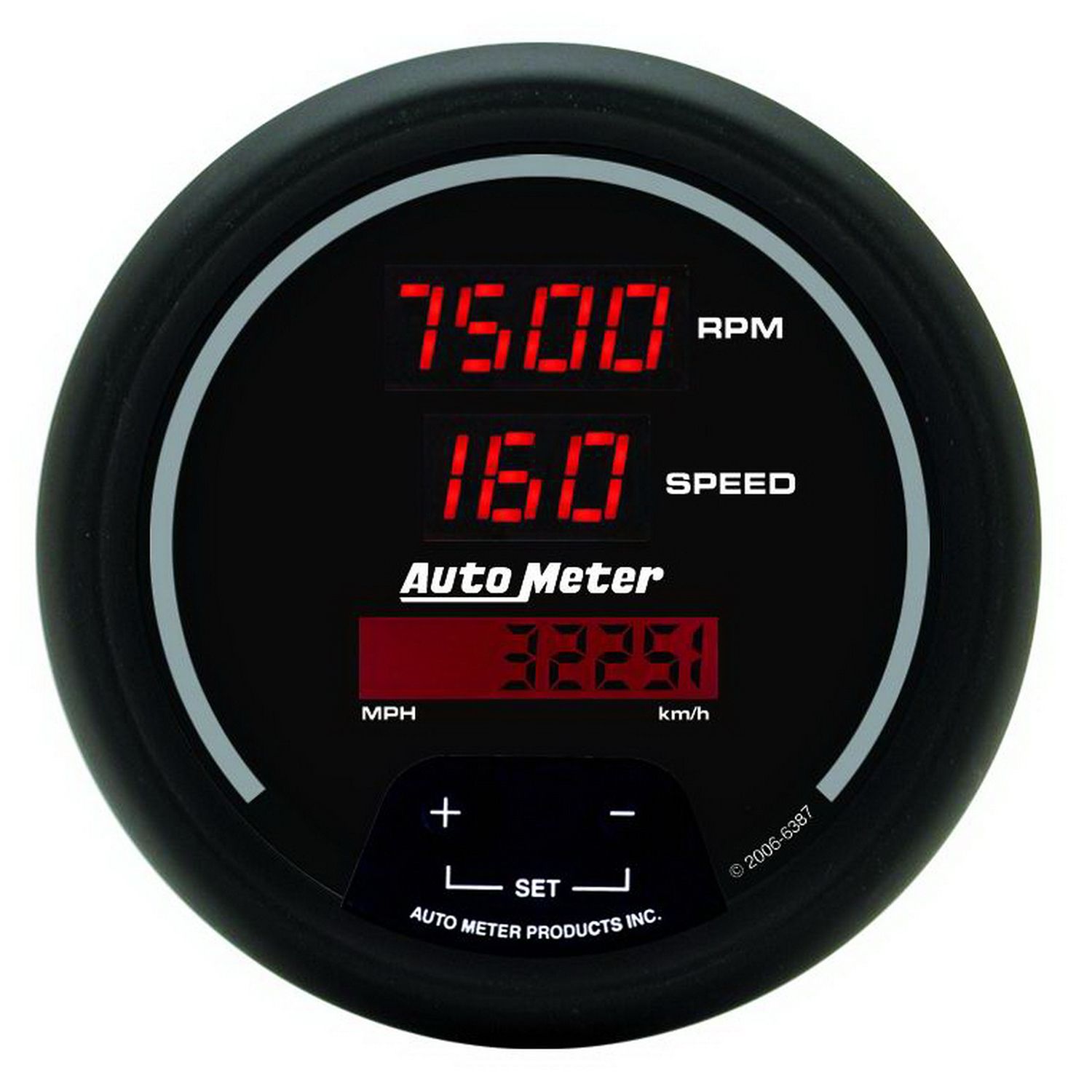 3-3/8 in. TACHOMETER/SPEEDOMETER COMBO, 10K RPM/260 MPH/260 KM/H, SPORT-COMP DIGITAL