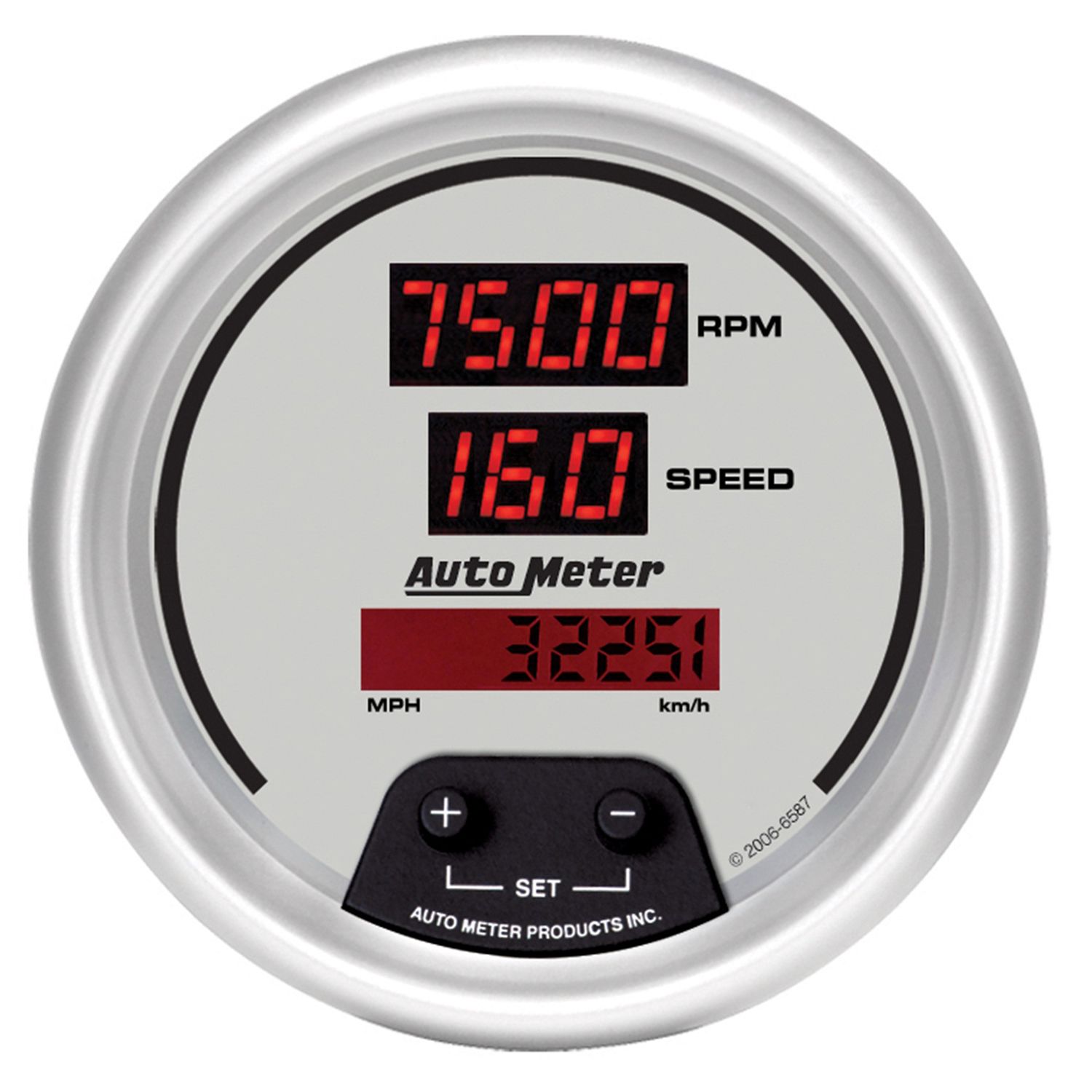 3-3/8 in. TACHOMETER/SPEEDOMETER COMBO, 10K RPM/260 MPH/260 KM/H, ULTRA-LITE DIGITAL