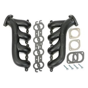 CLEARANCE-HEDMAN HEDDERS LS ENGINE SWAP CAST EXHAUST MANIFOLDS; BLACK MAXX BLACK CERAMIC COATED