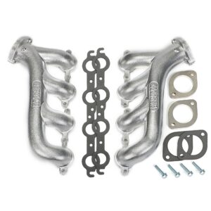 DISCONTINUED-HEDMAN HEDDERS LS ENGINE SWAP CAST EXHAUST MANIFOLDS; MATTE SILVER CERAMIC COATED