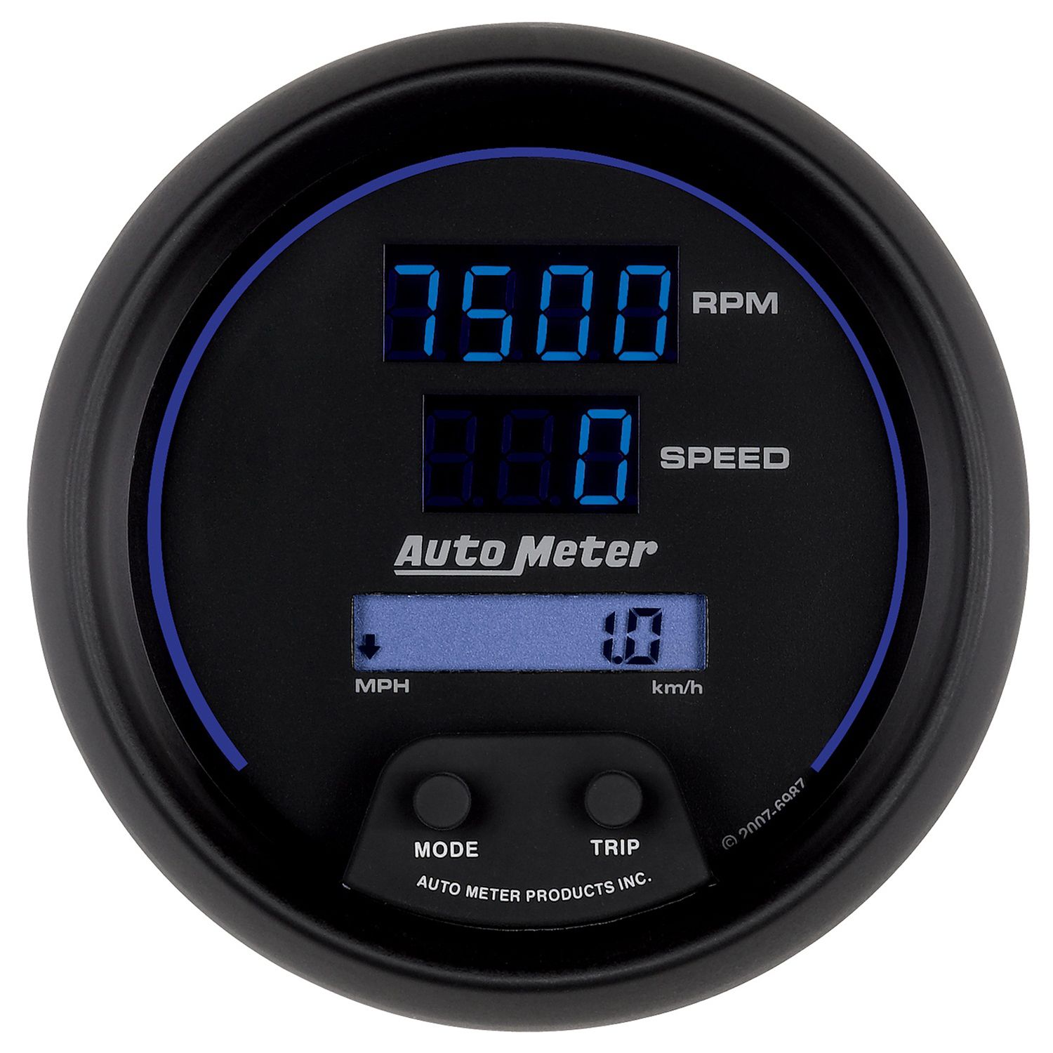 3-3/8 in. TACHOMETER/SPEEDOMETER COMBO, 10K RPM/260 MPH/260 KM/H, COBALT DIGITAL