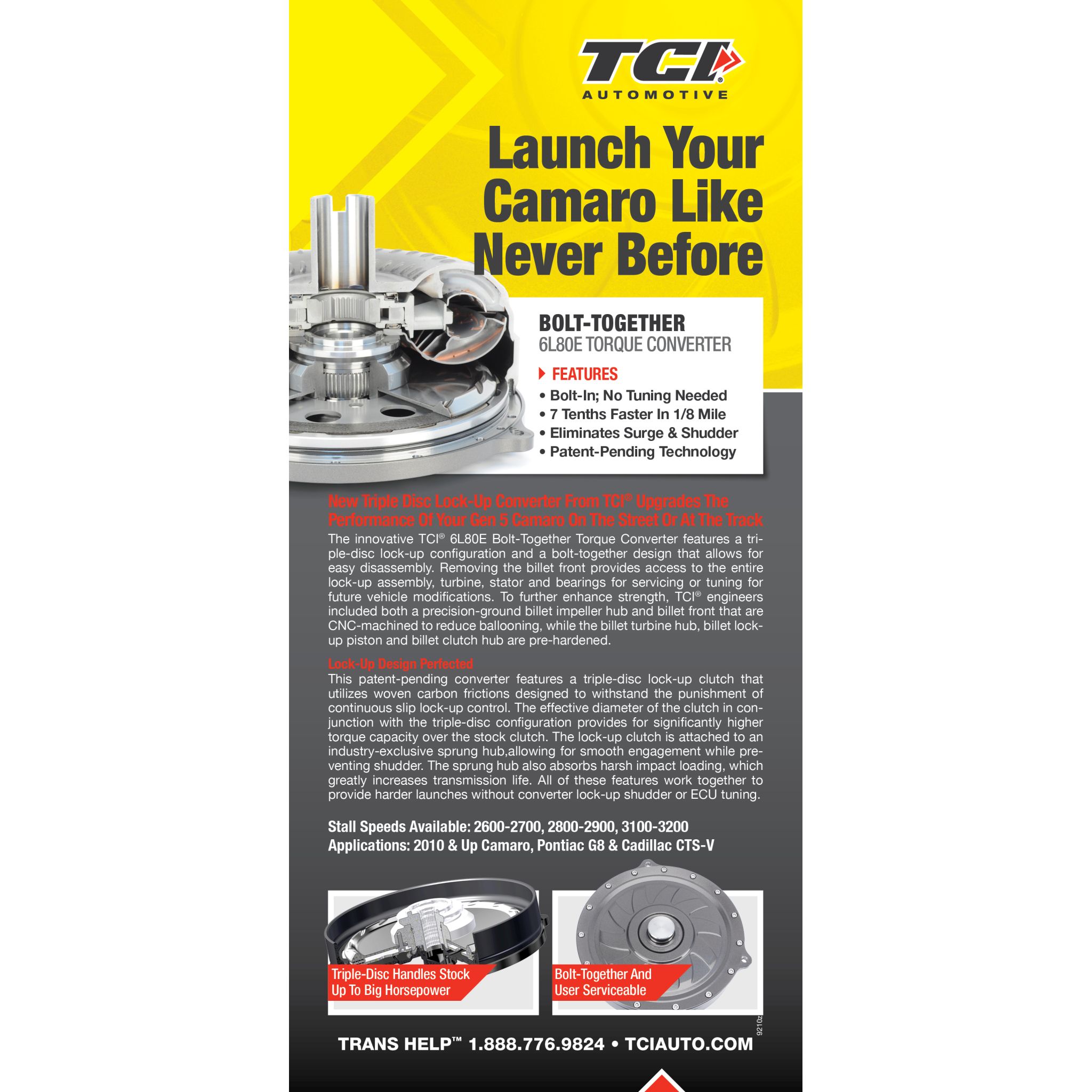 6L80E 2600-2700 Stall Single-Disc Bolt-Together Converter.