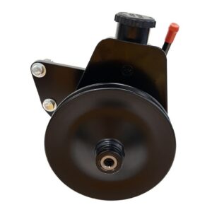 Borgeson - Power Steering Pump Kit - P/N: 800337 - Mopar power steering pump upgrade. Fits Mopar 318/340/360. Includes pump, bracket, pulley and hardware. Painted black.