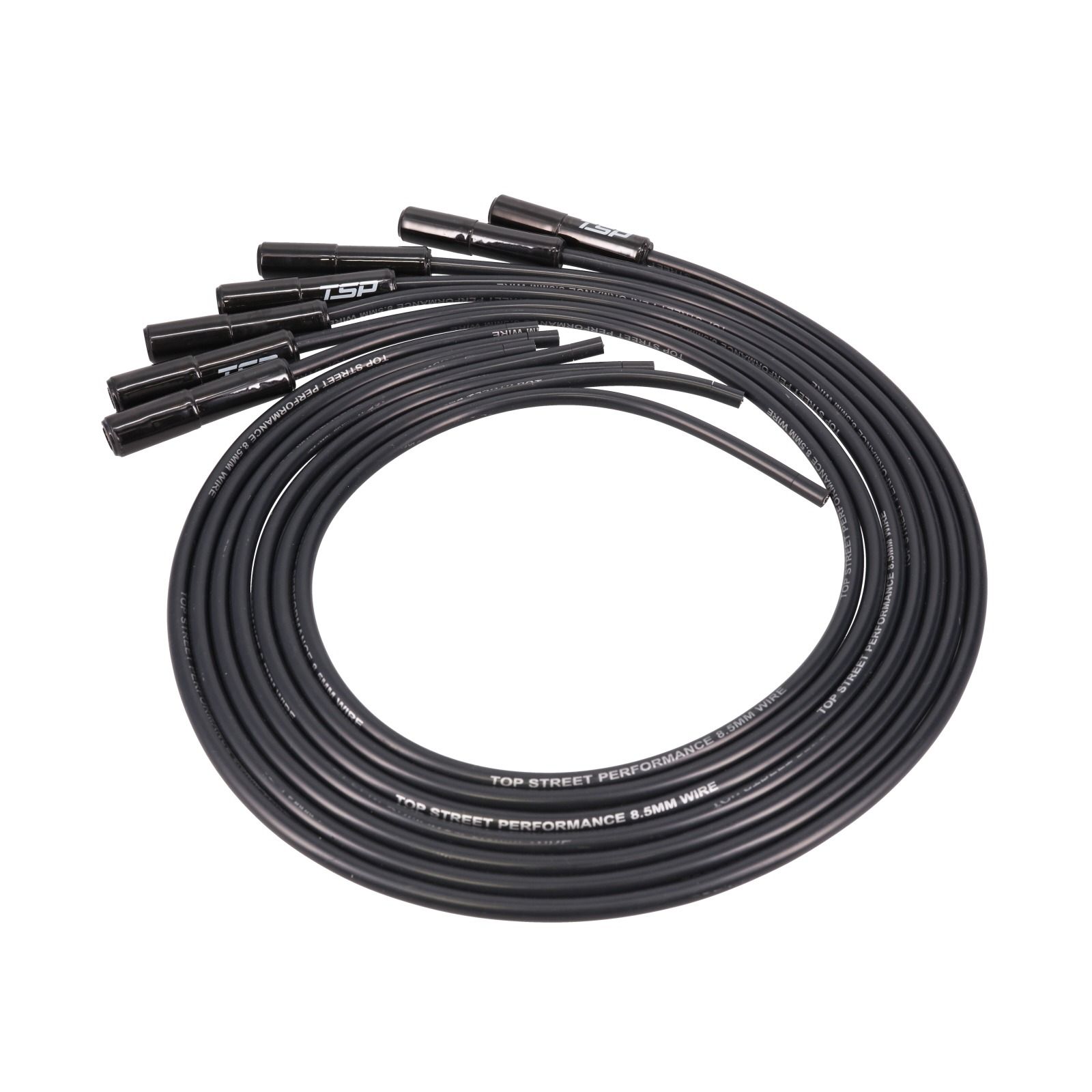 LS/LT Universal Ignition Wires; 8.5mm Black; Straight White Ceramic Plug Boots