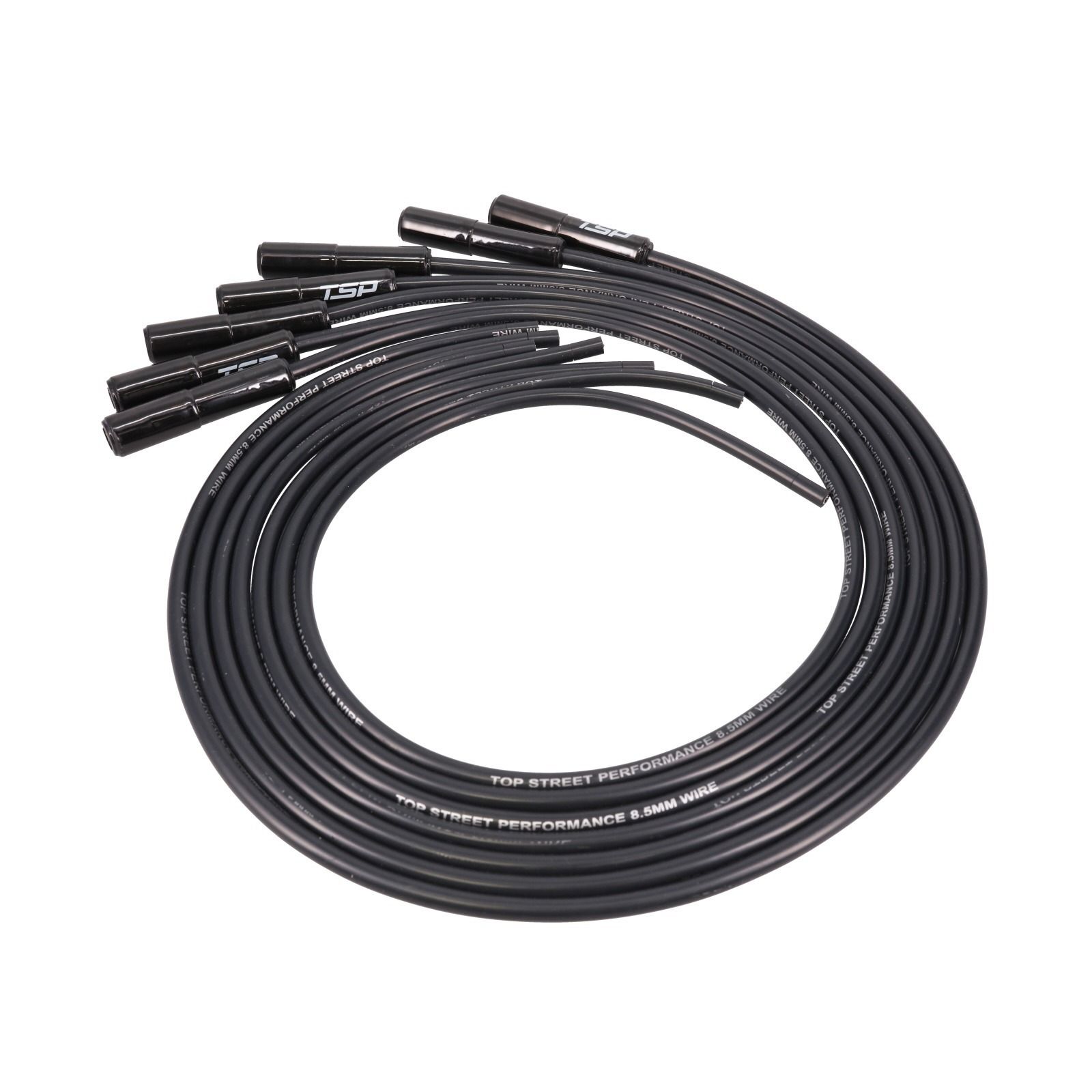 TSP GM LS Truck Ignition Wires; 8.5mm Black; Straight Plug Boots