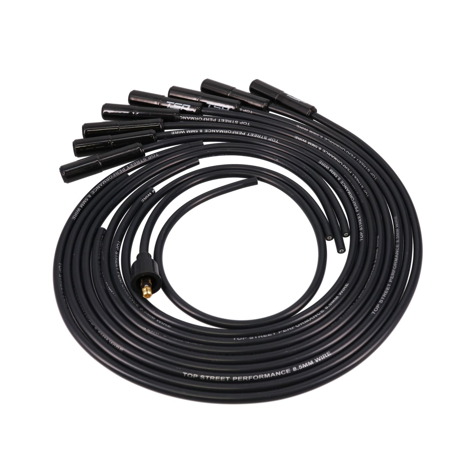 TSP Universal Ignition Wires; 8.5mm Black; Straight Ceramic Plug Boots
