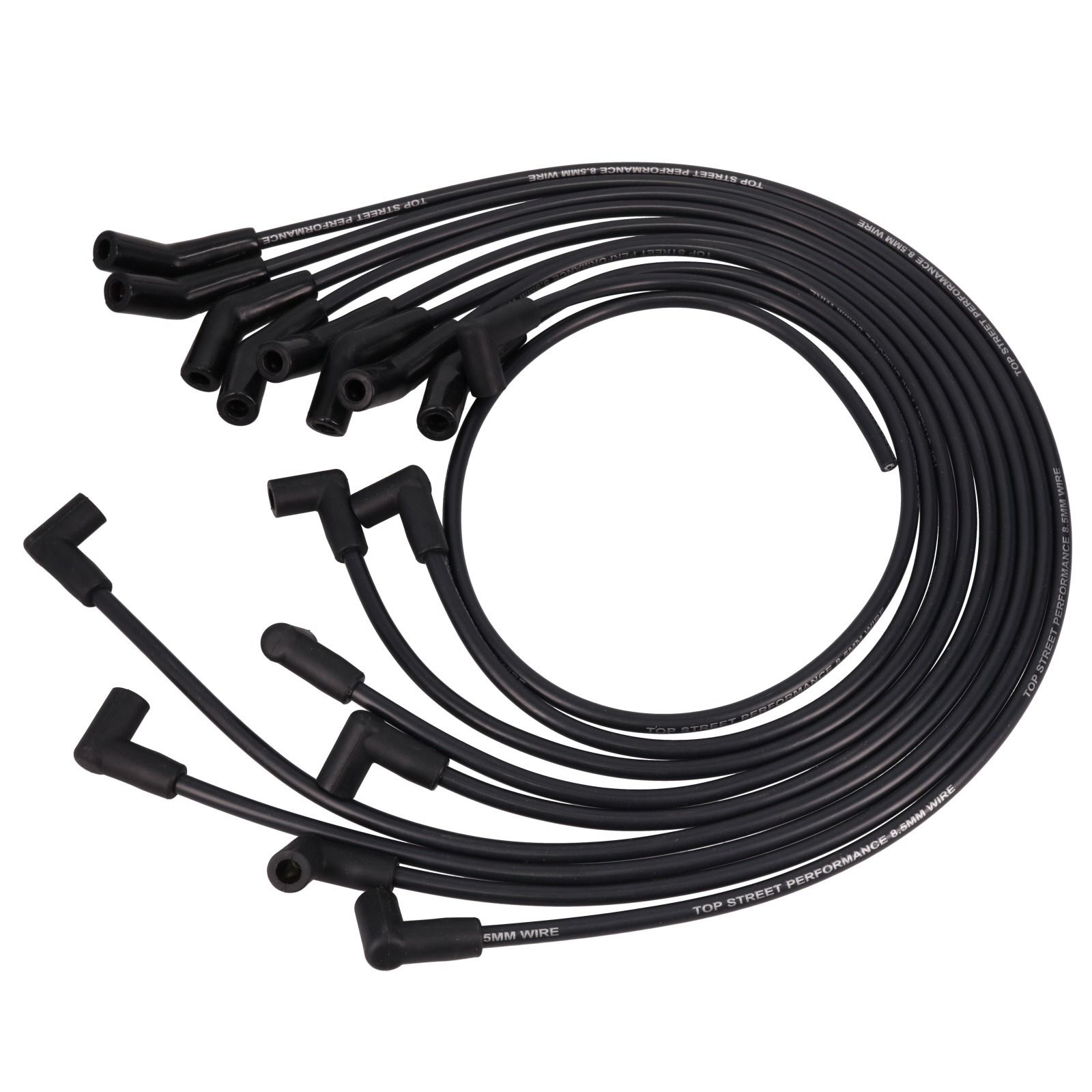 Ford Small Block Wires; 8.5mm Black; 135 Deg. White Ceramic Plug Boots