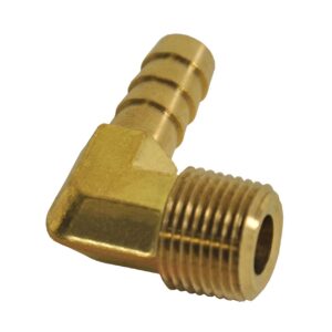 3/8" NPT Male x 3/8" Barb 90° Hose Fitting, Each