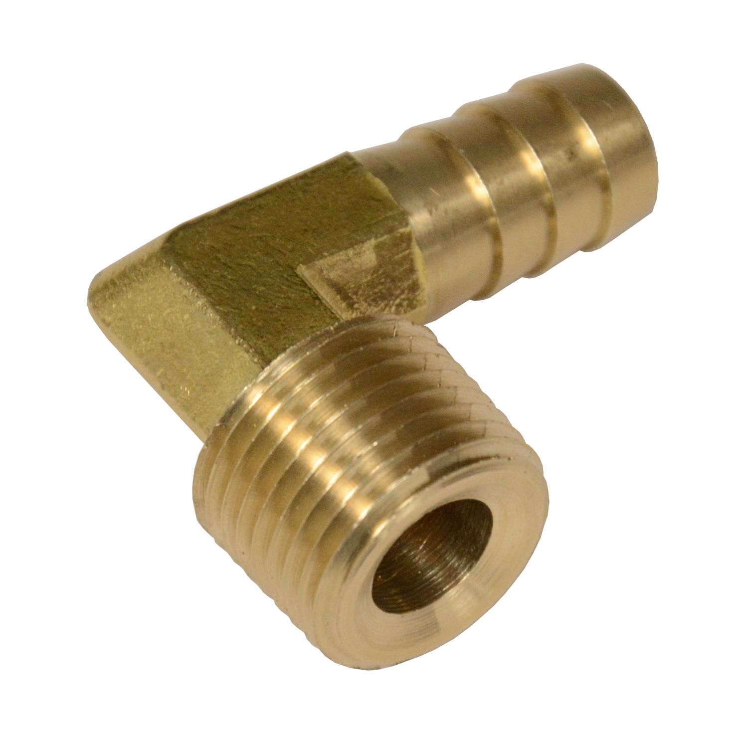 1/2" NPT Male x 1/2" Barb 90° Hose Fitting, Each