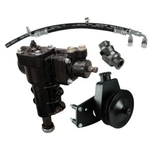 Borgeson - Steering Conversion Kit - P/N: 999059 - Power Steering Conversion Kit, 66-77 Ford Bronco with factory M/S and 289/302/351W. Complete Kit includes P/S Box, Pump Bracket & Pulley, P/S Hoses and Universal Joint.