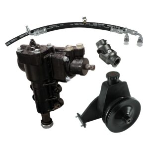 Borgeson - Steering Conversion Kit - P/N: 999060 - Power Steering Conversion Kit, 66-77 Ford Bronco with factory M/S and 170/200 In-Line 6. Complete Kit includes P/S Box, Pump Bracket & Pulley, P/S Hoses and Universal Joint.