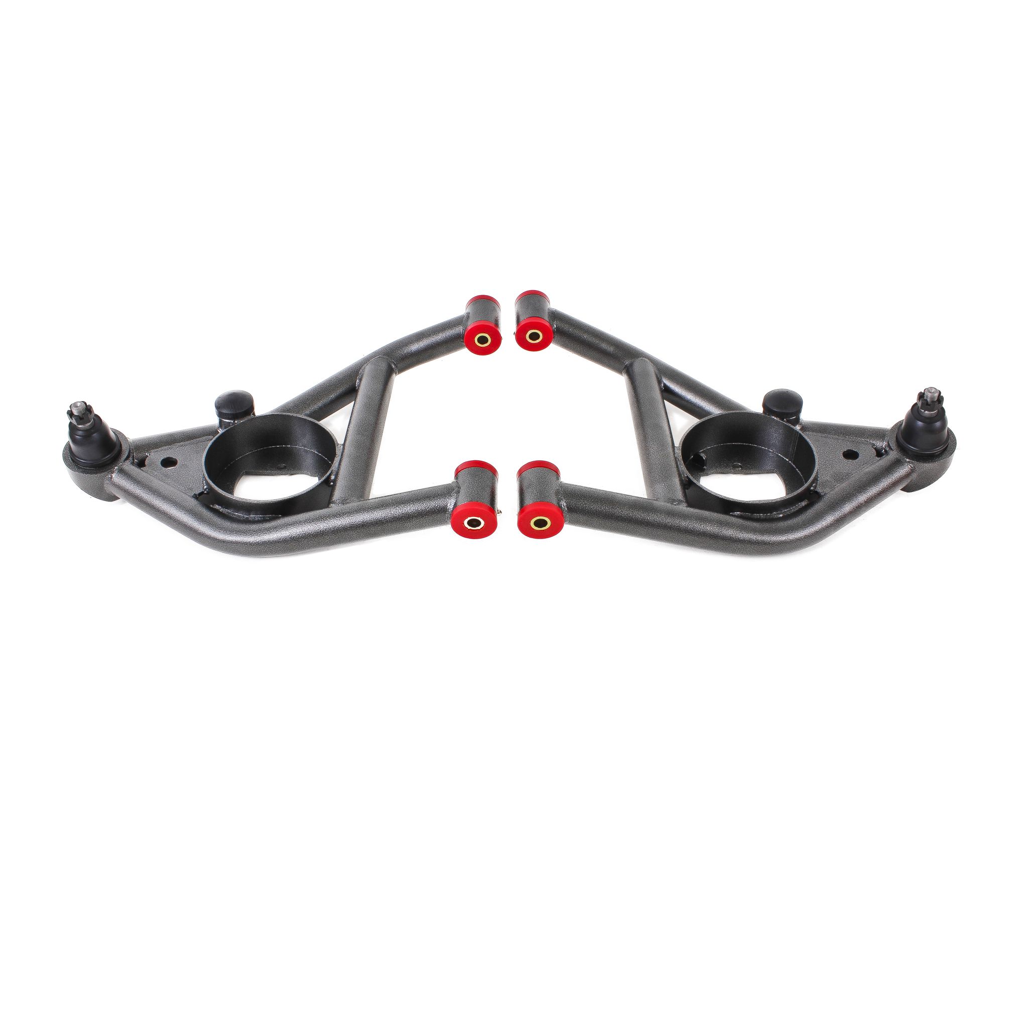 A-arms, Lower, DOM, Non-adjustable, Polyurethane Bushings, Front Bump Stops